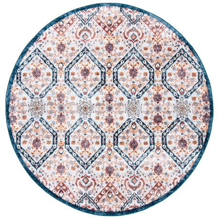 Safavieh 6 ft. 7 in. x 6 ft. 7 in. Lagoon Power Loomed Round Area Rug; Brown & Navy LGN238U-7R